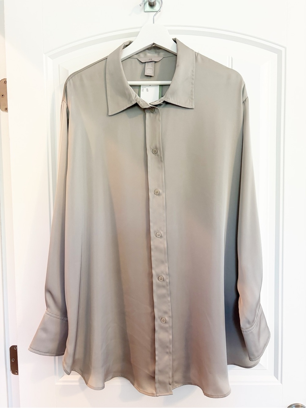 H&M Women's Taupe Button-Down Blouse